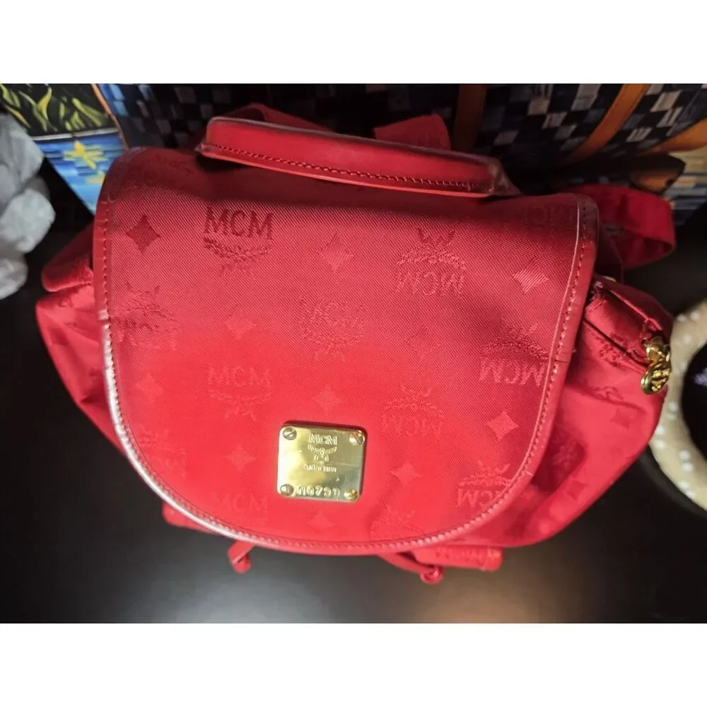 MCM - Red Nylon Backpack - EUC